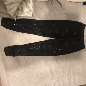Stretch sequin black joggers